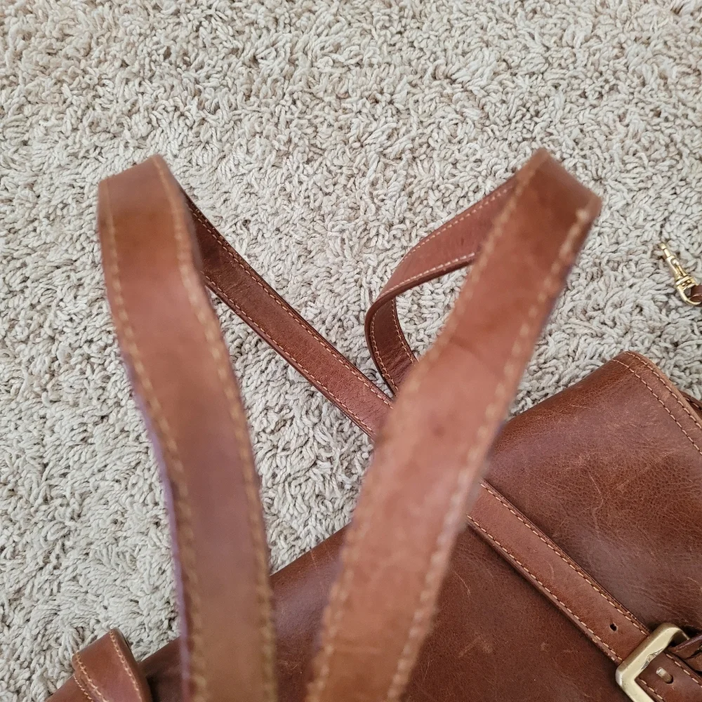 GIANI BERNINI Leather Laptop Bag Briefcase Brown Buckle Distressed Travel Work